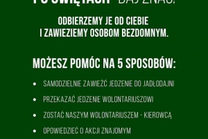 plakat akcji podziel się posiłkiem z bezdomnymi